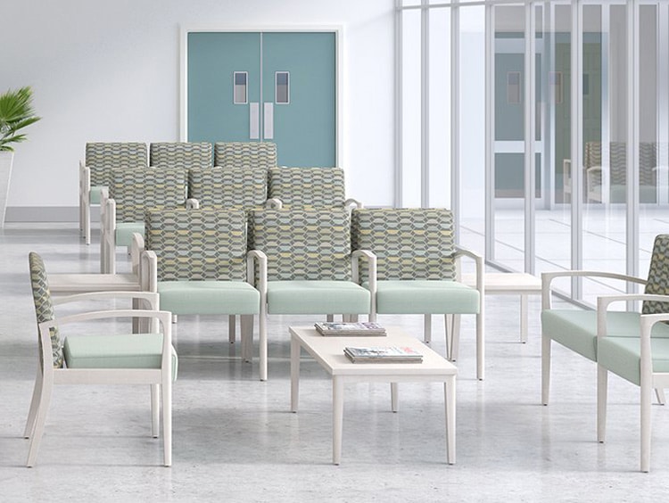 A healthcare room full of chairs to wait in.